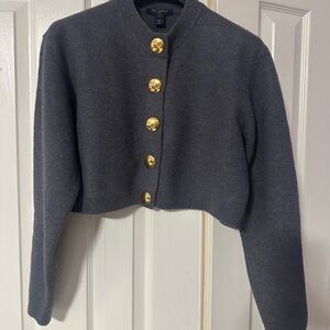 Authentic Louis Vuitton Gray Cardigan Jacket with Gold Buttons women’s